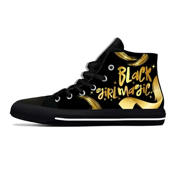 Черные волшебные кроссовки с высоким берцем для девочек, Мужская Женская повседневная обувь для подростков, Парусиновые кроссовки для бега, легкая обувь с 3D принтом для косплея