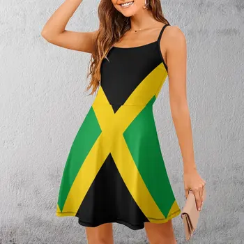 Экзотическое женское платье на подтяжках, Флаг Ямайки, Женское платье-слинг, Графические крутые коктейли, Ботаник