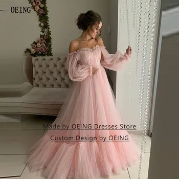 Элегантные Розовые фатиновые платья трапециевидной формы с вырезом лодочкой для официальных мероприятий, вечерние платья длиной до пола, нарядные платья для выпускного вечера в стиле мечтательной принцессы