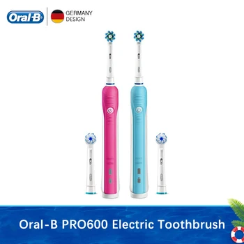 Электрическая Зубная щетка Oral B 3D PRO600, Вращающаяся, Вибрирующая, Электронная, Для Глубокой очистки Полости Рта, Для Замены зубов